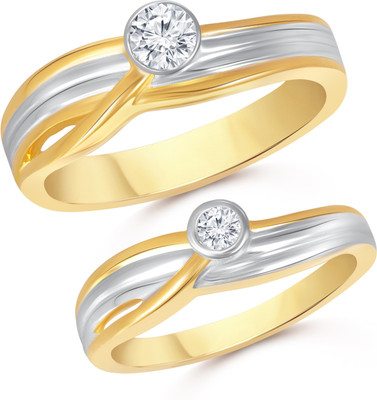 

VK Jewels Single Stone Couple Alloy Cubic Zirconia Gold-plated Plated Ring Set