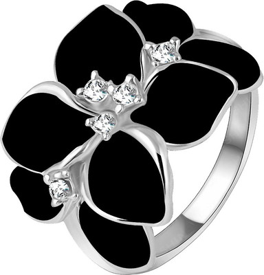 

Aaishwarya Black Enamel Petal Alloy Enamel Plated Ring
