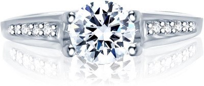 

Sukkhi Cubic Zirconia Stone Studded Solitaire Alloy Cubic Zirconia Rhodium Plated Ring, Silver