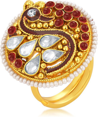 

Sukkhi Fabulous Designer Traditional Cocktail Peacock Gold Plated American Diamond Alloy Gold-plated Plated Ring