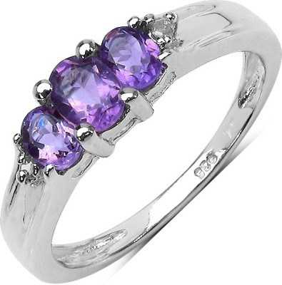 Johareez Sterling Silver Amethyst Sterling Silver Plated Ring