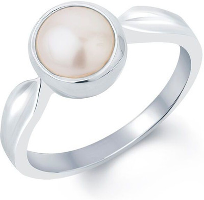 

G-Luck Moti Stone Weight - 2.6 Carat / 3.06 Ratti Silver Pearl Ring, White