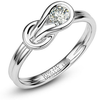 RM Jewellers 92.5 Graceful Sterling Silver Cubic Zirconia Platinum Plated Ring
