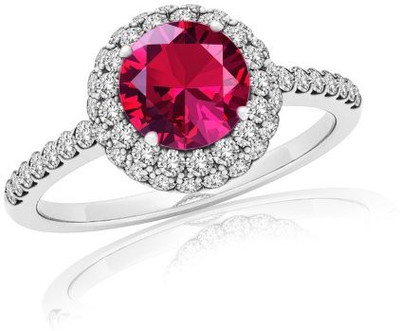 

Anopchand Tilokchand Jewellers Solitaire w/ Accents Sterling Silver Sapphire, Cubic Zirconia Gold-plated Plated Ring, White