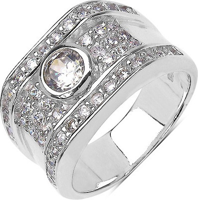Johareez Sterling Silver Cubic Zirconia Rhodium Plated Ring