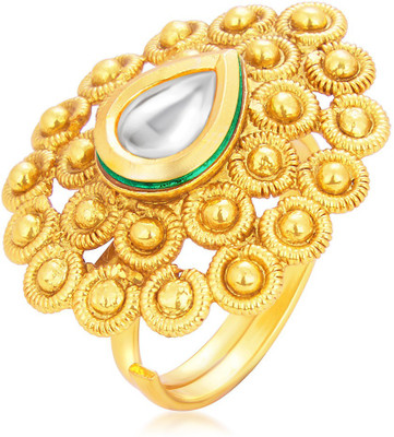 Sukkhi Fancy Designer Traditional Cocktail Gold Plated Kundan Alloy Gold-plated Plated Ring