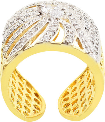 

Fasherati and Pink Stone Index Finger Broad Band Crystal Crystal Ring, Silver