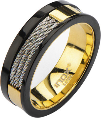 

Inox Jewelry Partial Exposed Cable Stainless Steel Ring, Black;silver;gold