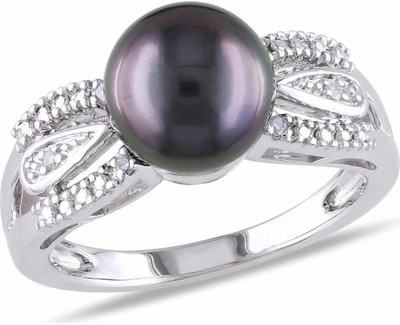 

AG Jewellery Sterling Silver Diamond Rhodium Plated Ring, Multicolor