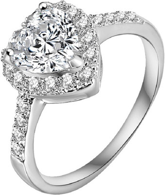 

Aaishwarya Love Heart Promise Alloy Cubic Zirconia Platinum Plated Ring, Silver