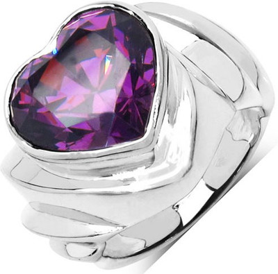 Johareez Sterling Silver Cubic Zirconia Rhodium Plated Ring
