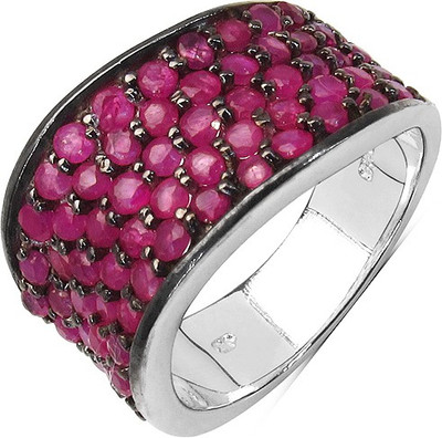 Johareez Sterling Silver Ruby Sterling Silver Plated Ring