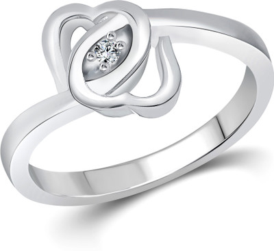 

Vighnaharta Heart To Heart Alloy Cubic Zirconia 18K White Gold Plated Ring, Silver