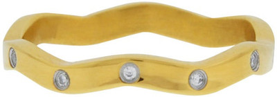 

Inox Jewelry CZ All-Around Wave Band Stainless Steel Ring, Gold