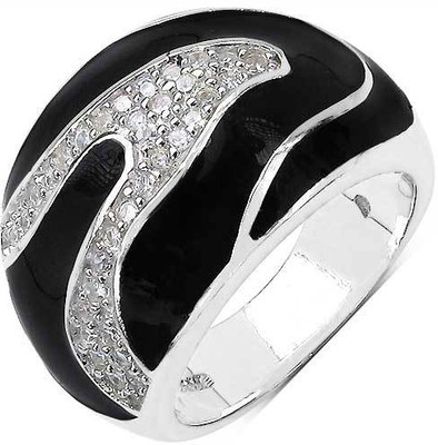Johareez Sterling Silver Cubic Zirconia Rhodium Plated Ring