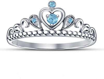 

Vorra Fashion Beautiful Princess Crown Design Sterling Silver Aquamarine Sterling Silver Plated Ring, White