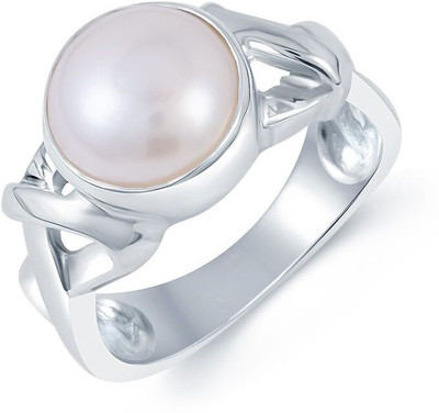 

G-Luck Moti Stone Weight - 5.0 Carat / 5.88 Ratti Silver Pearl Ring, White