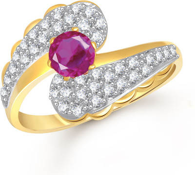 

Meenaz Exclusive Lovely Ruby & White Alloy Cubic Zirconia Ring, Gold