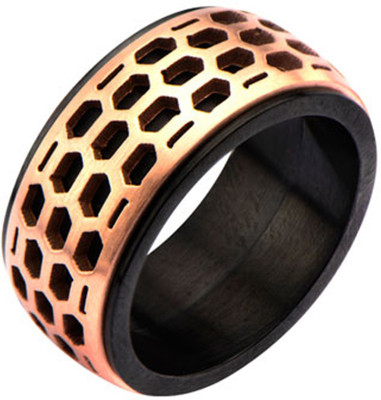 

Inox Jewelry Car Grille Polished Band Stainless Steel Ring, Black;copper
