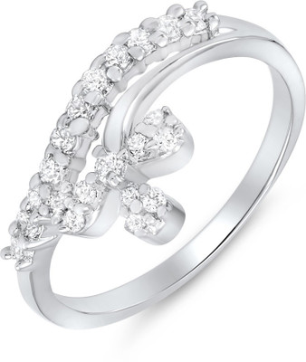 34% OFF on Mahi Floral Alloy, Brass Zircon Rhodium Plated Ring