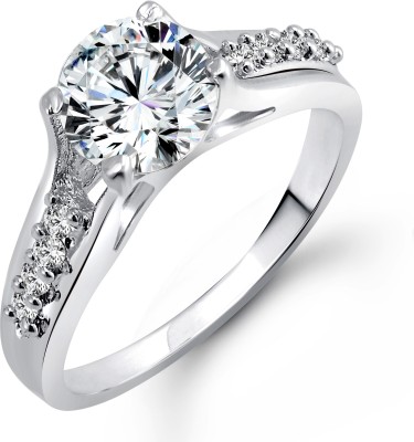 VIGHNAHARTA Engagement Alloy Cubic Zirconia 18K White Gold Plated Ring