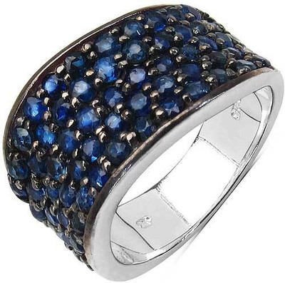

Johareez 3.05CTW Genuine Blue Sapphire .925 Sterling Silver Cluster Ring Silver Sapphire Sterling Silver Plated Ring
