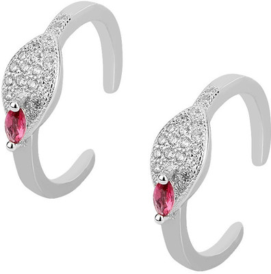 

Jewel99 Bella Silver Swarovski Zirconia Platinum Plated Toe Ring, Red