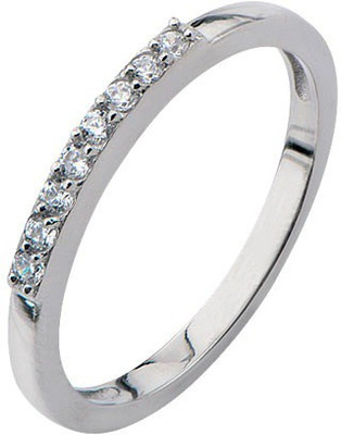 

Inox Jewelry Twinkle Collection Raised CZ Detail Band Stainless Steel Cubic Zirconia Ring, Silver;white