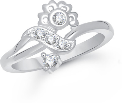 

Meenaz Exclusive Flower Shape Rhodium Alloy Cubic Zirconia Ring, White