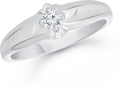

VK Jewels Single Stone Alloy Cubic Zirconia Rhodium Plated Ring, Silver
