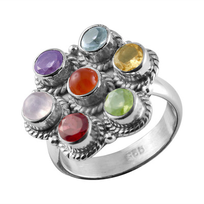 

Zivah Satrangi Sterling Silver Ring, Multicolor