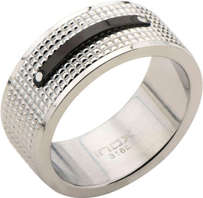 

Inox Jewelry Grid with Knot Side Stainless Steel Ring, Black;silver