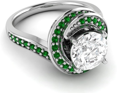 

Parshva Diam Silver Sapphire Gold-plated Plated Ring, White