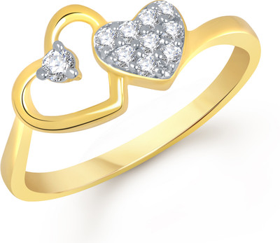 VK Jewels Shine of Love Heart Shaped for Women and Girls Alloy Cubic Zirconia Gold Plated Ring