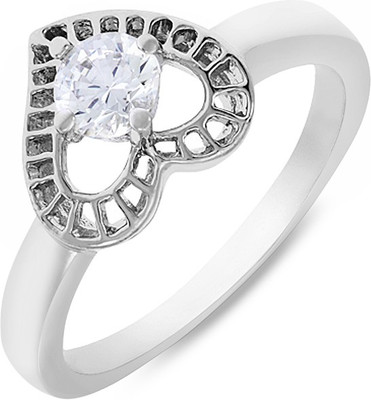 42% OFF on mahi Stylized Heart Alloy, Brass Cubic Zirconia, Swarovski Crystal Rhodium Plated Ring