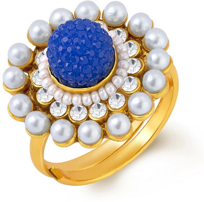 

Sukkhi Zinc Gold-plated Plated Ring, Gold;blue