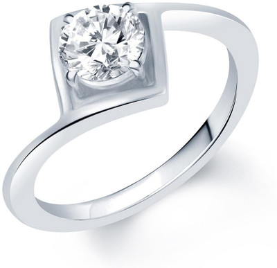 

Sukkhi Solitaire Cubic Zirconia Alloy Cubic Zirconia Rhodium Plated Ring, Silver