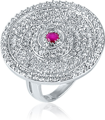 64% OFF on mahi Cocktail Alloy, Brass Cubic Zirconia, Ruby Rhodium Plated Ring