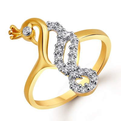 VIGHNAHARTA Shine Peacock Alloy Cubic Zirconia Gold Plated Ring