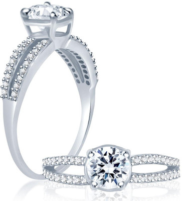 

Sukkhi Cubic Zirconia Stone Studded Solitaire Alloy Cubic Zirconia Rhodium Plated Ring, White