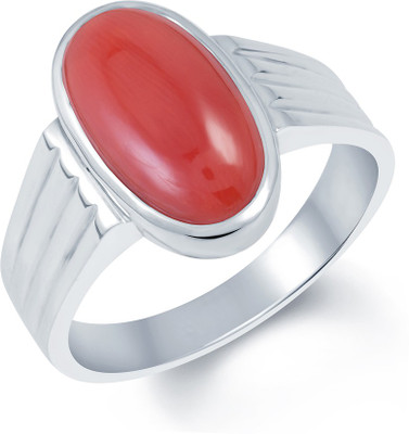 S KUMAR GEMS & JEWELS coral11 Silver Coral Silver Plated Ring