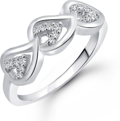 

Vighnaharta Joyful Three Leaf Alloy Cubic Zirconia 18K White Gold Plated Ring, Silver;white