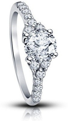 

Vorra Fashion Solitaire With Accents Sterling Silver Cubic Zirconia Platinum Plated Ring