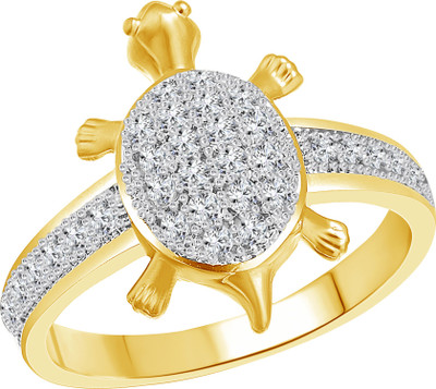 VIGHNAHARTA Golden Micro Tortoise Alloy Cubic Zirconia Gold Plated Ring