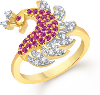 VK Jewels Superb Mayur Shaped for Women and Girls Alloy Cubic Zirconia Gold Plated Ring