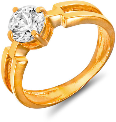 49% OFF on Mahi Bold Vogue Solitaire Brass, Alloy Cubic Zirconia 24K Yellow Gold Plated Ring
