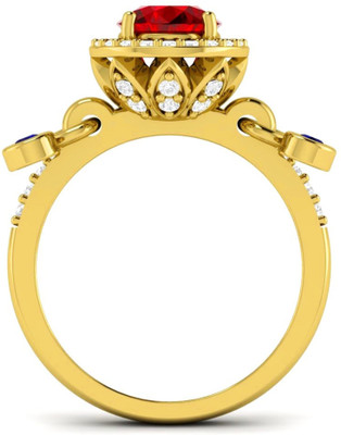 

Parshva Diam Silver Ruby Gold-plated Plated Ring, Yellow