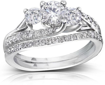 

Kiara Jewellery Sonal Sterling Silver Swarovski Zirconia Gold-plated Plated Ring