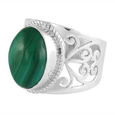 

Zivah Green Semi Precious Gemstone Sterling Silver Malachite Ring