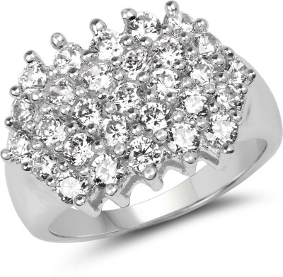 Johareez BridalMe 4.06CTW White Cubic Zirconia .925 Sterling Silver Cluster Ring Sterling Silver Cubic Zirconia Rhodium Plated Ring